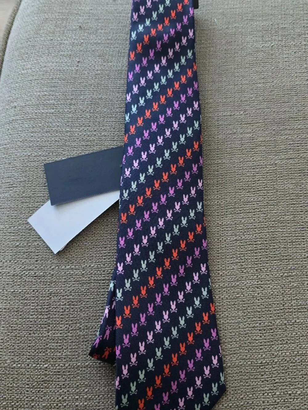 Psycho Bunny Tie 100% Silk English Fabric Made In USA NWT Navy